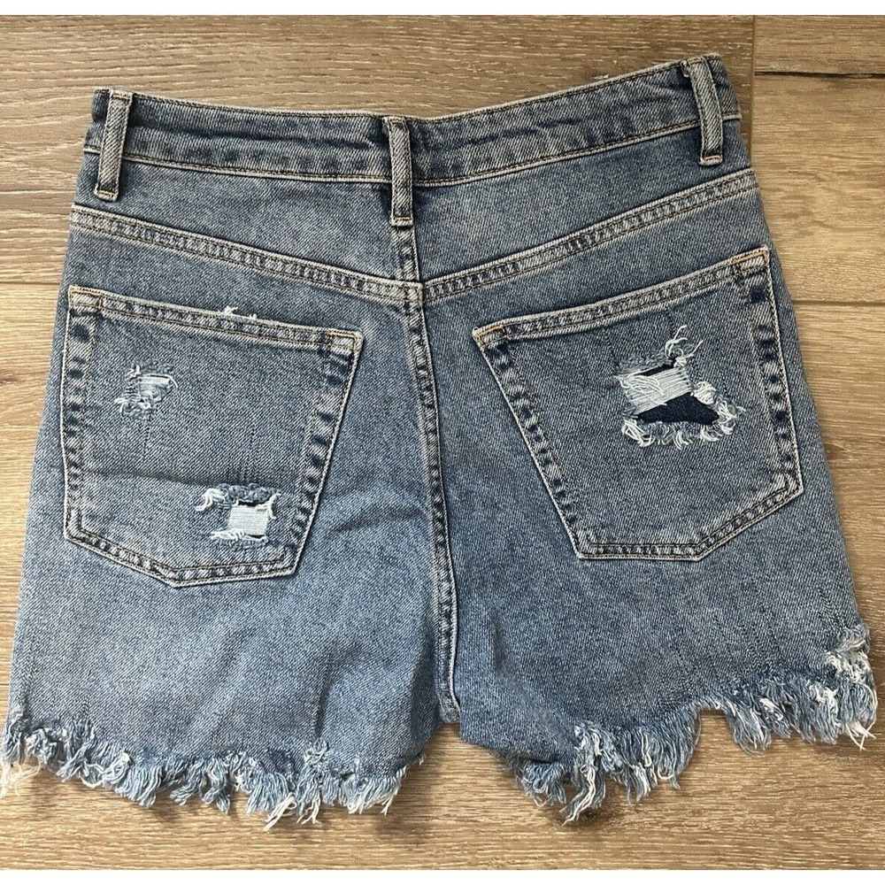 Topshop Moto High Rise Denim Cutoff Shorts Blue Women's Sz 28 - Picture 3 of 4